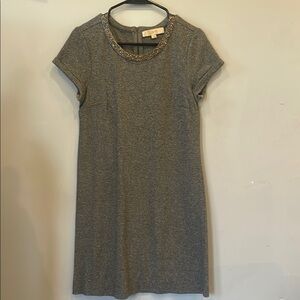 Gray Short Sleeve Dress with bedazzled neck loft size small